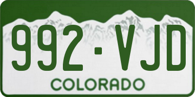 CO license plate 992VJD