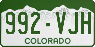 CO license plate 992VJH