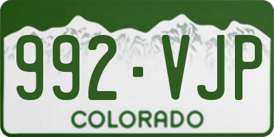 CO license plate 992VJP
