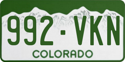 CO license plate 992VKN