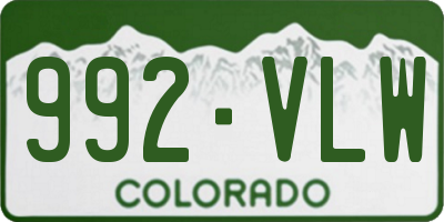 CO license plate 992VLW