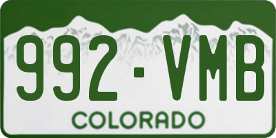 CO license plate 992VMB