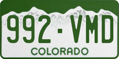 CO license plate 992VMD