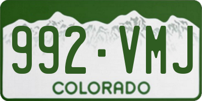 CO license plate 992VMJ