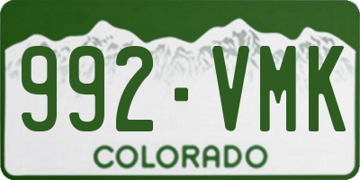 CO license plate 992VMK