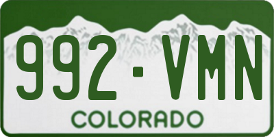 CO license plate 992VMN
