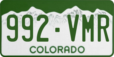 CO license plate 992VMR