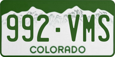 CO license plate 992VMS