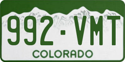 CO license plate 992VMT