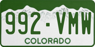 CO license plate 992VMW