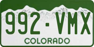 CO license plate 992VMX