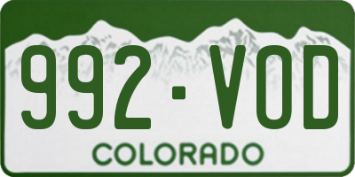 CO license plate 992VOD