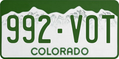 CO license plate 992VOT