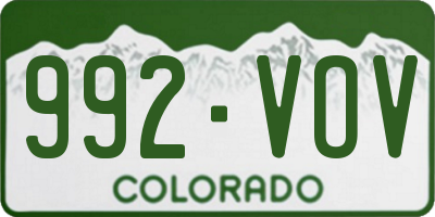 CO license plate 992VOV