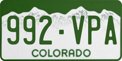 CO license plate 992VPA