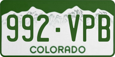 CO license plate 992VPB