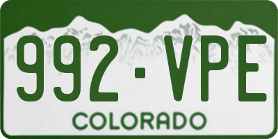CO license plate 992VPE