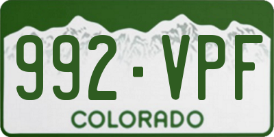 CO license plate 992VPF