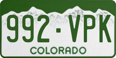 CO license plate 992VPK