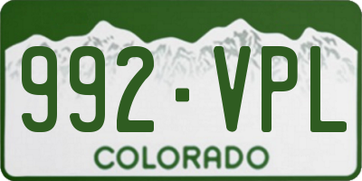 CO license plate 992VPL
