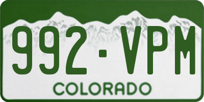 CO license plate 992VPM