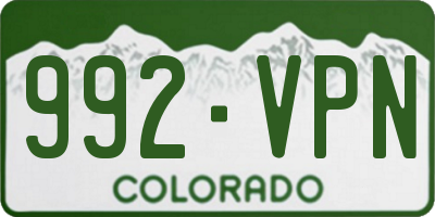 CO license plate 992VPN