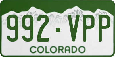 CO license plate 992VPP
