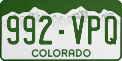 CO license plate 992VPQ