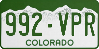 CO license plate 992VPR