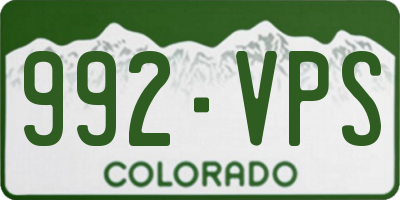 CO license plate 992VPS