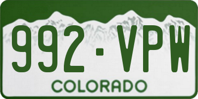 CO license plate 992VPW