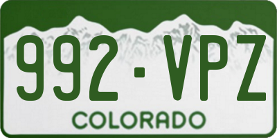 CO license plate 992VPZ