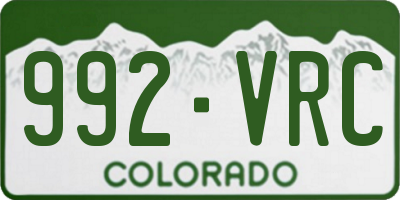 CO license plate 992VRC