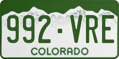 CO license plate 992VRE