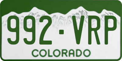 CO license plate 992VRP