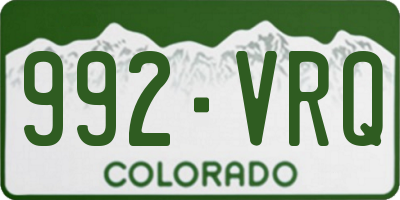 CO license plate 992VRQ