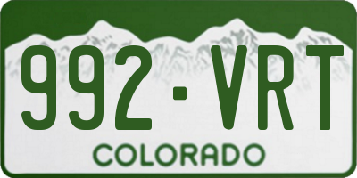 CO license plate 992VRT