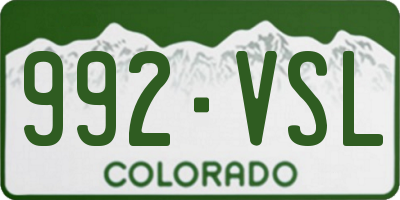 CO license plate 992VSL
