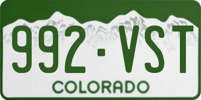 CO license plate 992VST