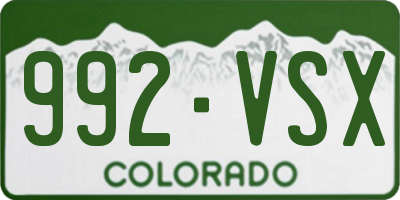 CO license plate 992VSX