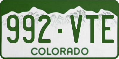 CO license plate 992VTE