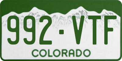 CO license plate 992VTF