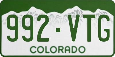 CO license plate 992VTG