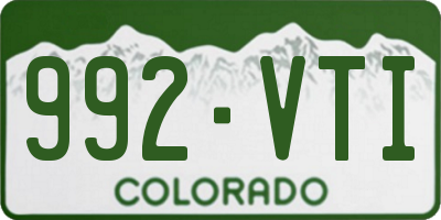 CO license plate 992VTI