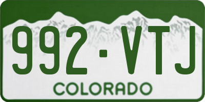 CO license plate 992VTJ