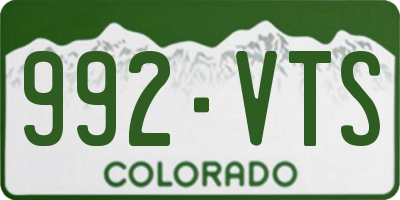 CO license plate 992VTS