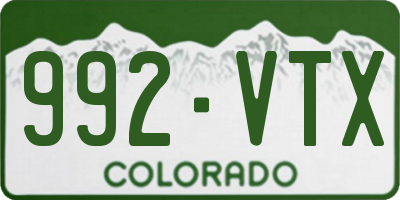 CO license plate 992VTX