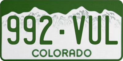 CO license plate 992VUL