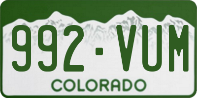 CO license plate 992VUM