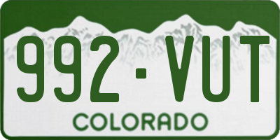 CO license plate 992VUT